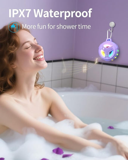 EBODA Bluetooth Shower Speaker, IP67 Waterproof Portable Wireless Small Speakers, Floating, 24H Playtime for Home, Beach, Pool, Kayak, Hiking, Boat Accessories, Gifts for Women, Girls - Purple