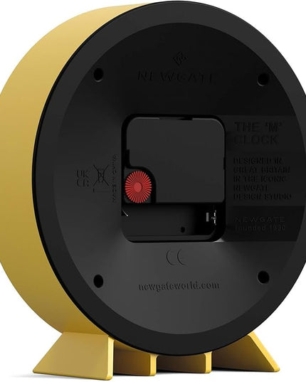 NEWGATE® M Mantel Echo Desk Clock | Modern Round Design | Yellow | Easy to Read Numbers | Contemporary Style for Desk, Table, Shelf or Bedside