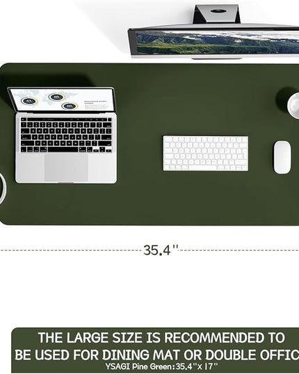 YSAGi Non-Slip Leather Desk Pad L Size, Waterproof Laptop Computer Desk Keyboard Mat, Table Protector Blotter Mat, Large Mouse Pad for Office/Work/Home/Decor(Olive Green, 35.4" x 17")