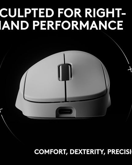 Logitech G PRO X Superlight 2 DEX Wireless Gaming Mouse, 60g pro-Grade Right-Handed Mouse with 5 programmable Buttons, USB-C Charging, 44k DPI Sensor, up to 8 kHz Polling for PC/Mac - White
