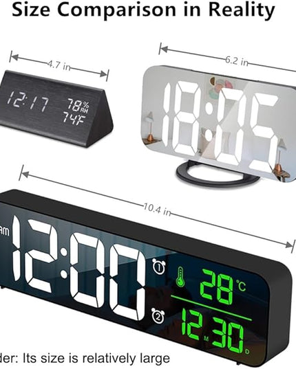 Hournor Digital Clock for Bedroom, Digital Wall Clock for Living Room Decor, Desk Table Clocks, Digital Clock Large Display, Bedroom Smart Alarm Clock for Office Green