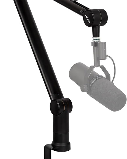 IXTECH Boom Arm - Adjustable 360° Rotatable Microphone Sturdy Stainless Steel Mic Desk, Table Stand Foldable Scissor Stable Mount Arms for Radio Studio, Podcast, Gaming