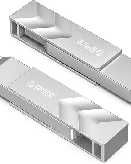 ORICO 512GB Portable Solid State Drive, 1050MB/s Dual-Port Rotating Metal External SSD with 90° Click-Stop, Reliable Storage for iPhone 16, 17 Series, Type-C Smartphone, Mac, Audio, Vehicle - A101