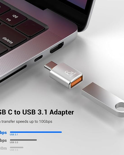 10-Pack 10Gbps/120W USB C to USB Adapter & C Male to 3.1 Female Charger,Compatible with MacBook Pro/Air, iPhone 17 16 15 Pro Max/15 Plus/14 13 12 Samsung Galaxy S25/S24/S23/S22(Sliver)