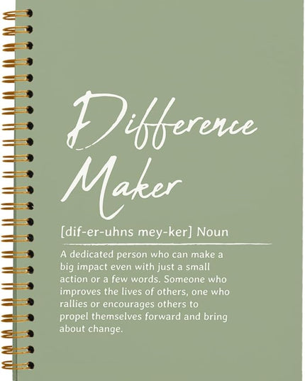 OXW Sage Green Notebooks for Work, Difference Maker Gift Meeting Notebook Journal for Writing, Employee Appreciation Gifts, Thank You Gifts for Women Men Leader Mentor Boss Manager, 5.5"x8.3"