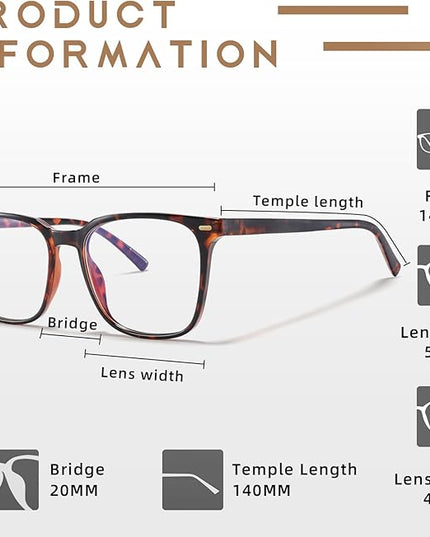 MACJERO Oversized Square Blue Light Blocking Glasses for Women Men, Anti-Fatigue Computer Monitor Gaming Glasses Reduce Eye Strain(((Brown Tortoise)