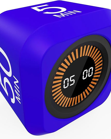 FCXJTU Rotating Cube Pomodoro Visual Timer 5, 25, 10 50 Minutes Preset, Rechargeable Desk Productivity Flip Timer w/Silicone Cover, Custom Countdown, Silent Mode for ADHD, Study, Work, School(Purple)