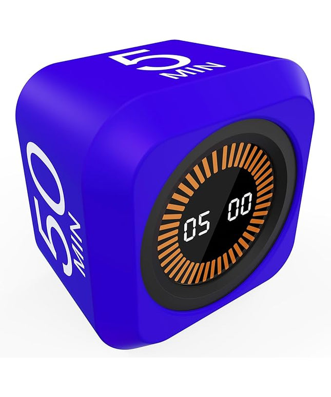 FCXJTU Rotating Cube Pomodoro Visual Timer 5, 25, 10 50 Minutes Preset, Rechargeable Desk Productivity Flip Timer w/Silicone Cover, Custom Countdown, Silent Mode for ADHD, Study, Work, School(Purple)