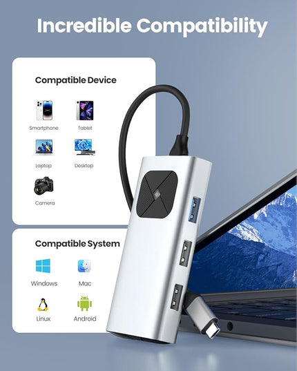 GiGimundo USB C Hub 5 in 1 Multiport Adapter for Laptop/Mac, 4K@60Hz USB C to HDMI Splitter, 60W Power Delivery, 3xUSB Data Ports, USB C Dongle for MacBook Pro/Air, iPad Pro, iMac, iPhone 17/16/15