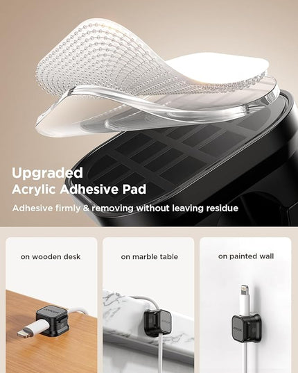 12 Pack Magnetic Cable Management Clips, Phone Electric Charging Cord Holder, Desktop Cord Organizer, Adhesive Cable Organizer Keeper for Home Kitchen Office Desk Outdoor Wall Car Bedroom Nightstand