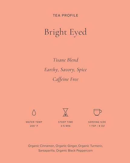 Art of Tea | Bright Eyed Turmeric Ginger Tea - Caffeine Free Turmeric Ginger Tea Bags | 50 Eco Friendly Pyramid Sachets