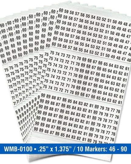 Premium Wire Marker Book for Cable Management, Vinyl-Coated, High-Tack Adhesive, Electric Panel Wire Label Stickers - 10 Pages Per Book
