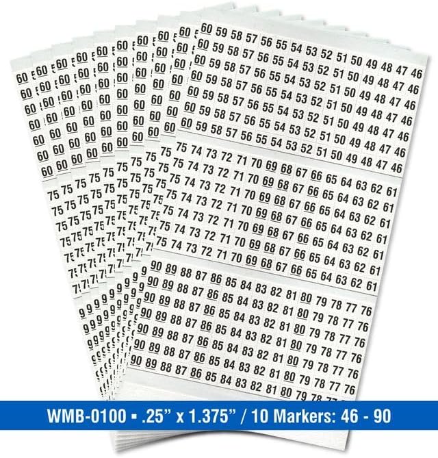 Premium Wire Marker Book for Cable Management, Vinyl-Coated, High-Tack Adhesive, Electric Panel Wire Label Stickers - 10 Pages Per Book