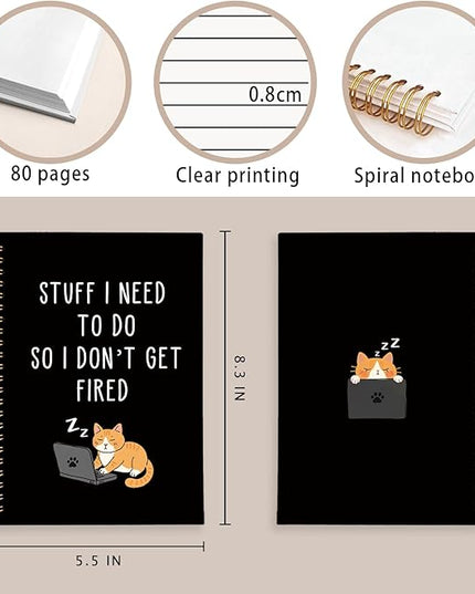 LIANGW Cat Notebook Journal, Stuff I Need To Do So I Don't Get Fired Notebooks, Funny Notebooks for Work, New Job Gift, Goodbye Gift for Coworker Leaving, Funny Gag Gift for Coworkers 5.5x8.3 Inch