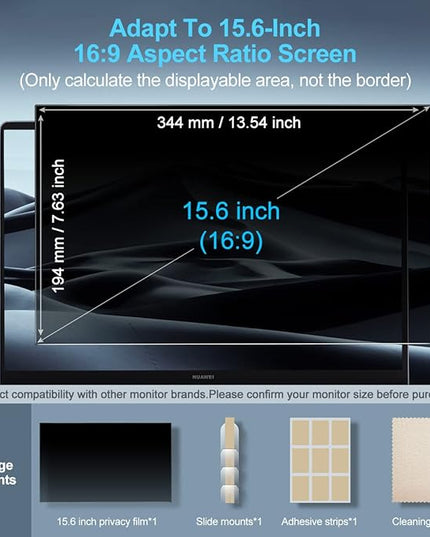 JEAPKA Laptop Privacy Screen Filters 15.6 Inch 16:9 Aspect Privacy Filter for 15.6 Inch Widescreen Laptop Anti-Scratch Protector Film for Data Confidentiality Anti-Glare Laptop Screen Protector