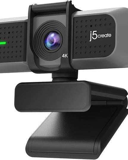 j5create 4K Wide Angle Webcam with Microphone/Privacy Cover for Video Conferencing, Streaming, Recording and Online Teaching, Supports Zoom, Skype, Teams, OBS and More (JVU430)