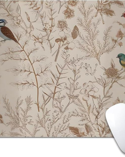 Beige Garden Neutral Floral Square Mouse pad, Texture, Waterproof, Anti Slip Rubber Base, Computer Mouse pad, Laptop Mouse pad