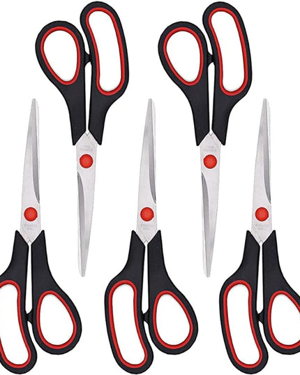 Scissors, Multipurpose office Scissors,8.5 Inch Ultra Sharp Shears, Comfort-Grip Handles Household scissors，Sturdy Sharp Craft Supplies - Pack of 5, Right/Left Hande
