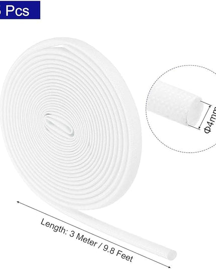 MECCANIXITY 5Pcs Wire Insulation Braid Fire Sleeve,9.8Ft-4mm ID White, High Temp Silicone Coated Fiberglass Sleeving for Automotive Hose Lines Electrical Wiring
