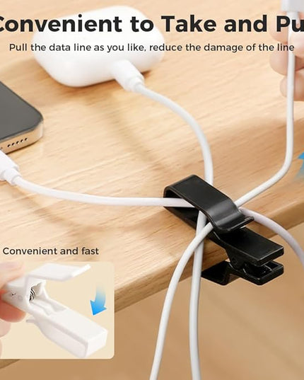 Movable Cord Holder for Nightstand, 2026 New Upgrade Cord Organizer Holder, Cable Organizers USB Cable Holder Wire Organizer Cord Clips, Cable Hider for Home, Office,Cubicle Accessories (3, Black)