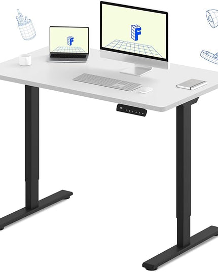 FLEXISPOT E3 Dual Motor Electric Standing Desk 48 x 30 Sit Stand Up Desk, Holds 220 lbs, Adjustable Height w/Memory Presets, One-Piece White Desktop & Black Frame, Ships in 2 Boxes