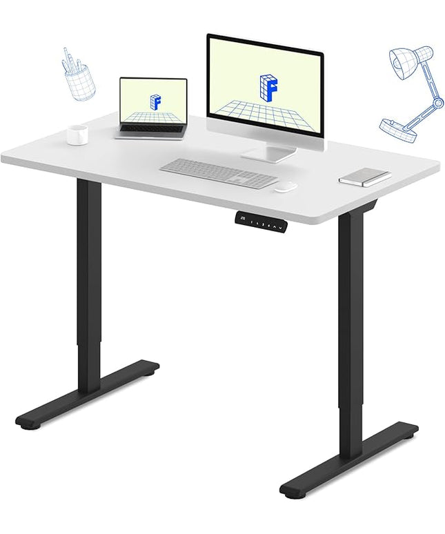 FLEXISPOT E3 Dual Motor Electric Standing Desk 48 x 30 Sit Stand Up Desk, Holds 220 lbs, Adjustable Height w/Memory Presets, One-Piece White Desktop & Black Frame, Ships in 2 Boxes