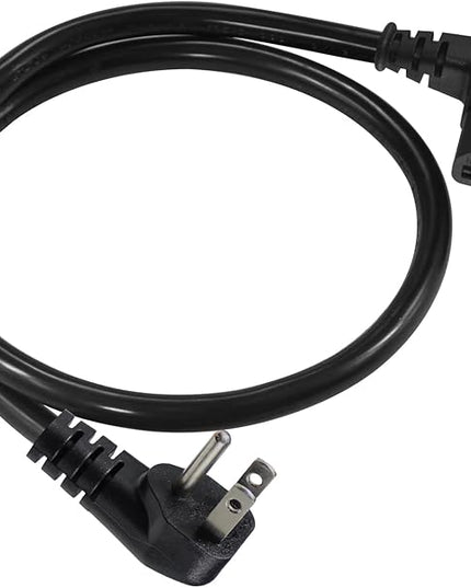 90 Degree Power Cord - 2FT Right Angle IEC, Universal PC Power Supply, 16AWG, Black NEMA 5-15P Angle Type to C13 3 Prong Angled AC Power Cord for PC Monitor/TV