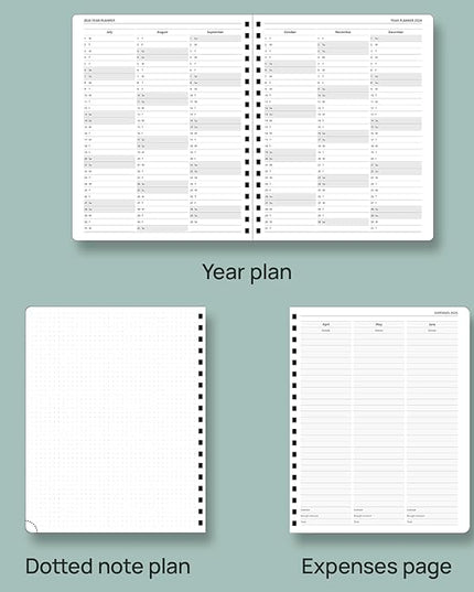 POPRUN Academic Planner 2025-2026 (July 2025-June 2026), Daily Weekly and Monthly Appointment Book (Wirebound Hard Cover - 10'' x 8'') with Hourly Time Slots, Tabs, 100 GSM - Light Yellow