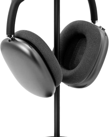 GEVO Headphone Stand for Desk, Walnut Wood & Aluminum Headset Stand, Universal Walnut Gaming Headset Holder with Solid Heavy Base for AirPod Max, Bose, Sony All Headphone Sizes (Circular Base)