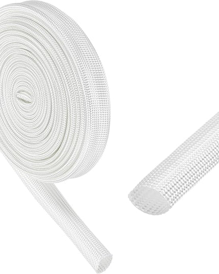 uxcell Insulation Cable Protector,9mm/0.35 Inch-3m/10 Feet High Temp Fiberglass Sleeve White