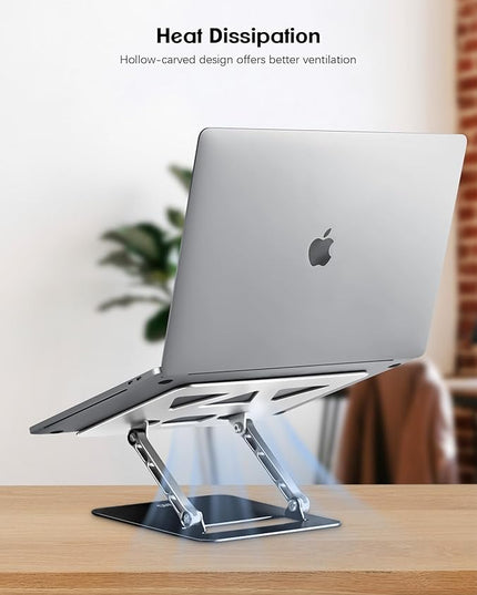 Adjustable Laptop Stand for Desk,Portable Laptop Stand Holder and Riser,Foldable Aluminum Notebook Computer Stands for MacBook Air Pro HP Lenovo Dell Samsung, 10-15.6 inch (Silver-Gray-Black)