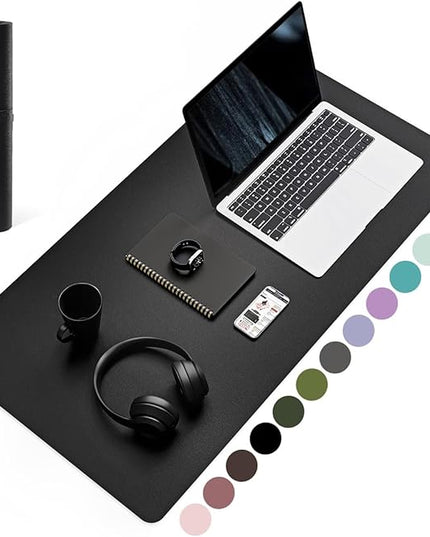 YSAGi Non-Slip Leather Desk Pad, Waterproof Laptop Computer Desk Keyboard Mat, Table Protector Blotter Mat, Large Mouse Pad for Office/Work/Home/Decor(Black, 31.5" x 15.7")