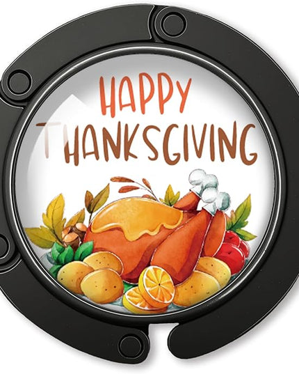 YAZMEEN Thanksgiving Turkey Foldable Purse Hook for Table, Happy Thanksgiving, Women's Handbag Hanger Holder, Portable Purse Table Hanger, Funny Desk Hook Gifts for Women Mom Wife Sister Friend BFF