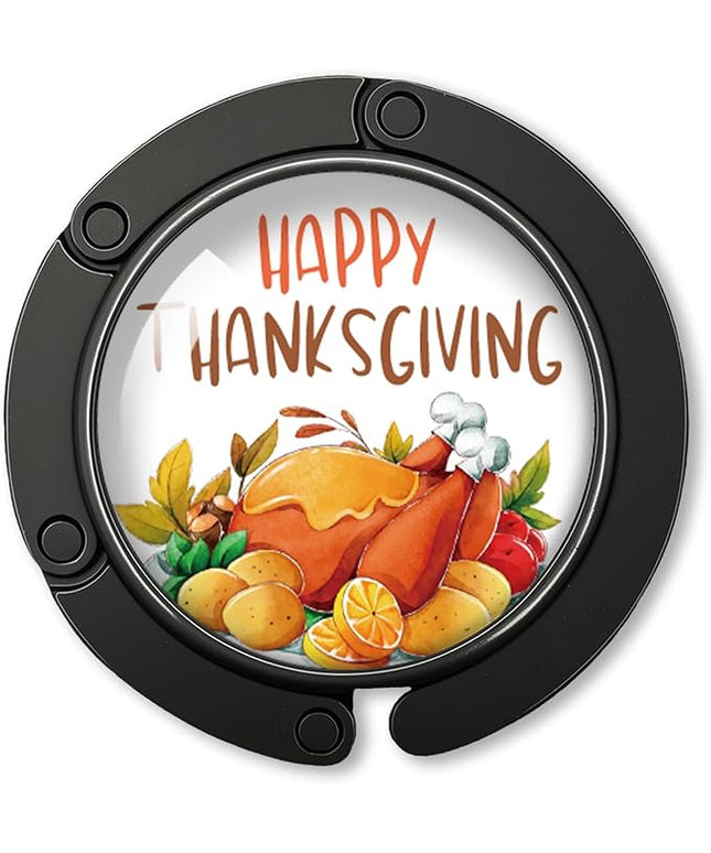 YAZMEEN Thanksgiving Turkey Foldable Purse Hook for Table, Happy Thanksgiving, Women's Handbag Hanger Holder, Portable Purse Table Hanger, Funny Desk Hook Gifts for Women Mom Wife Sister Friend BFF