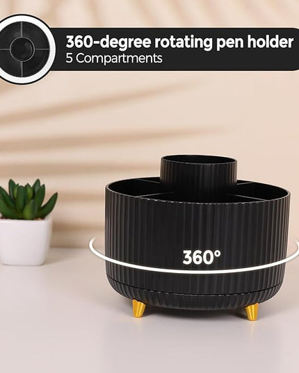 SKYDUE Black Office Supplies, Black Office Desk Accessories 10PCS, Pencil Holder for Desk, Stapler, Tape Dispenser, Scissors, Ruler, Clips and 1000pcs Staples, Desk Supplies Set