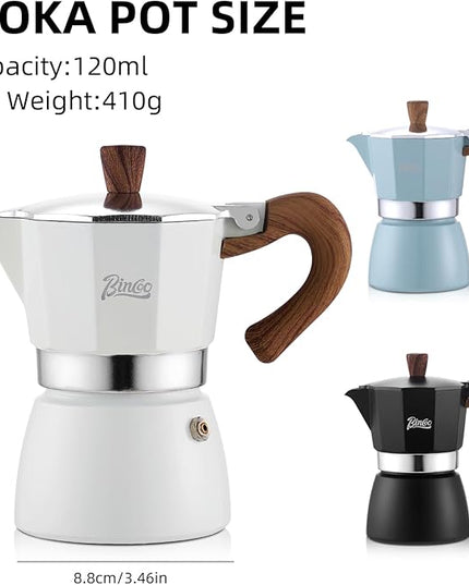 Espresso Maker Stovetop,Camping Moka Pot 2 Cup/120ML,Stove Top Espresso Italian Coffee Maker,Easy to Use (Blue)