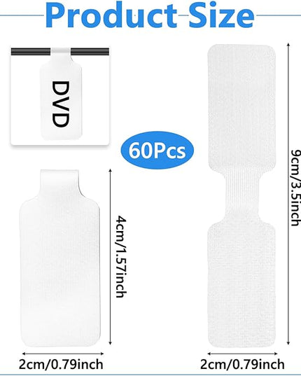 60 Pcs Cable Labels, White Nylon Self-Adhesive Wire Labels, Writable Reusable Cord Tags Electrical Panel Label Cables Markers for Electronics Computer Management and Identification, Home, Office