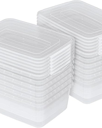 Sandmovie 12 Packs 14 Quarts Latch Containers with Lid, Plastic Clear Storage Bins