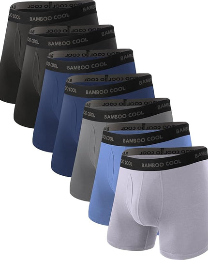 BAMBOO COOL Men's Ultra Breathable Underwear,No Riding Up Boxer Briefs with ComfortFlexible Waistband,Multipack