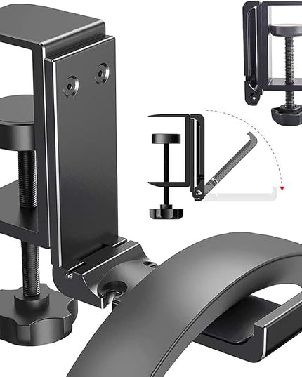 NCHONHONG Headphone Holder Under Desk Hook with Cable Organizer, Foldable Aluminum Headset Mount, Space-Saving Hanger for Most Headphones