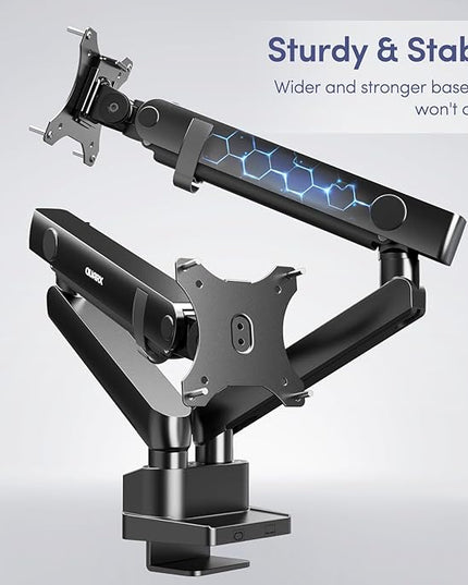 Dual Monitor Mount for Desk, Heavy Duty Dual Monitor Stand for 17 to 35 inch Ultrawide Monitors Holds 4.4 to 26.4 lbs Screen, Height Adjustable Monitor Arm for Gaming, Home, Office, VESA Mount, Black