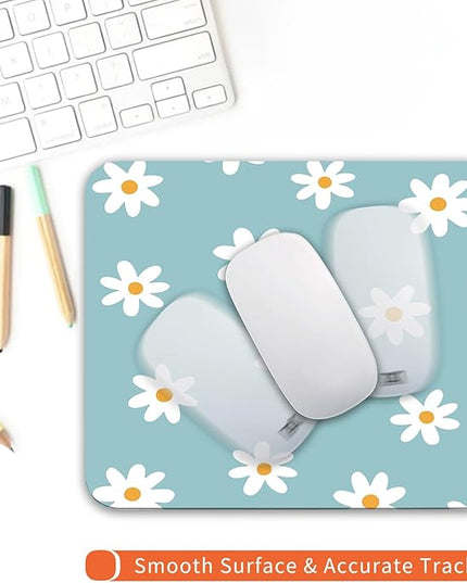 Square Mouse Pad Little Daisy,Personalized Premium-Textured Custom Mouse Mat Design,Washable Mousepad Cloth,Non-Slip Rubber Base Computer Mouse Pads for Wireless Mouse