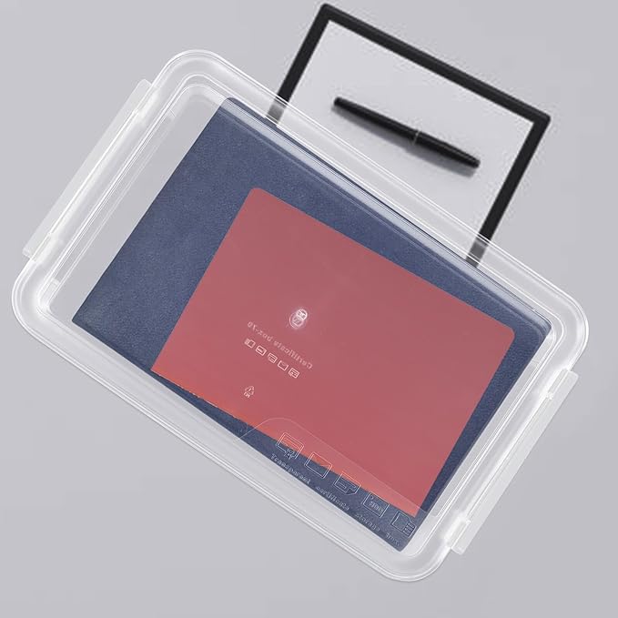 Transparent Document Storage Box with Snap-tight Lid Wear-resistant File Organizer for Home Office Large Clear File Box for Document and Paper Storage Desktop Filing