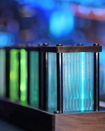 Adventurers Nixie Tube Clock , Digital Tube Desk Clock, Retro Modern Wooden Clock, LED Digital Clock, Full Color Custom RGB and 12/24h Display, The to Decorate The Room (4 Numbers)