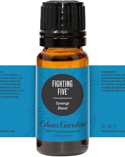 Edens Garden Fighting Five Essential Oil Blend- 100% Pure Premium Grade, Undiluted, Natural, Therapeutic, Aromatherapy, The Best for Diffusing, Candle, Laundry, Humidifiers 10 ml (.33 fl oz)