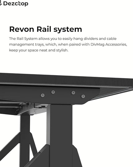 DEZCTOP Revon Elite Electric Standing Desk, 71" x 31.5" Large Work Surface, Height Adjustable (25.6"-51.2"), Sturdy Keel Frame, with Magnetic Modular System, Anti-Collision, Ash Black for Home Office