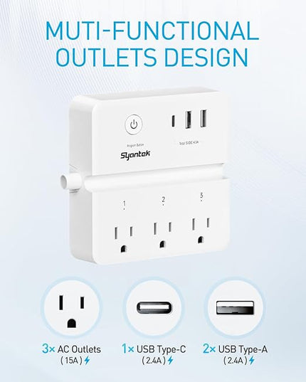 Remote Control Power Strip with 3 RF Controlled Outlets Surge Protector Power Strip with 3 USB Ports, Phone Holder, 15A/1875W 4ft Cord Remote Control Outlet Plug for Home Office