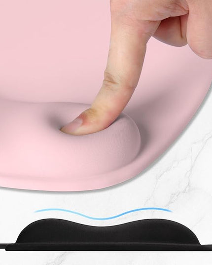 ITNRSIIET Ergonomic Mouse Pad, Cushioned Gel Wrist Rest, Non-Slip Base, Smooth Surface, Compatible with All Mice for Office & Gaming, Desk Accessory, 9.5 x 8.2 inch, Blush Pink