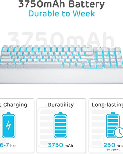 RK ROYAL KLUDGE RK96 90% Triple Mode BT5.0/2.4G/USB-C Hot Swappable Mechanical Keyboard with Magnetic Wrist Rest, 96 Keys Wireless Gaming Keyboard with Software, Blue Backlight