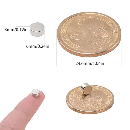MIN CI 100Pcs Super Strong Neodymium Disc Magnets 6mm x 3mm, Small Tiny Magnet for Dry Erase Board Whiteboard Office Fridge Crafts, Mini Round Rare Earth Magnets for DIY Building Scientific Models